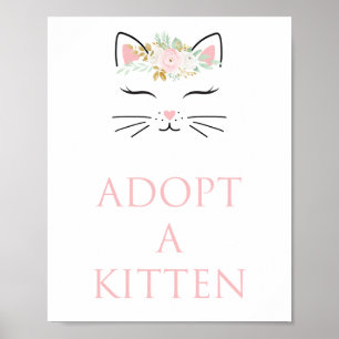 Poster Symbole d'adoption Kitten fête d'anniversaire