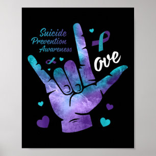 Poster Symbole d'amour Turquoise &amp ; Suicide de ruban 