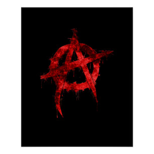 Poster Symbole d'anarchie des graffitis rouges