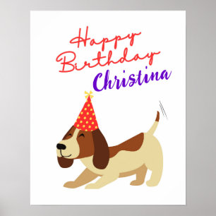 Poster Symbole d'anniversaire de chien, Chiot personnalis