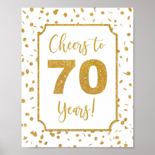 Poster Symbole d'anniversaire de Confetti Gold à 70 ans (Devant)