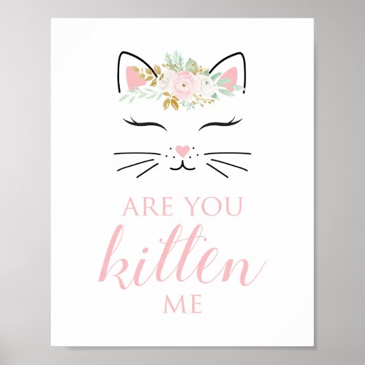 Poster Symbole d'anniversaire de Kitten Visage kitty flor (Devant)