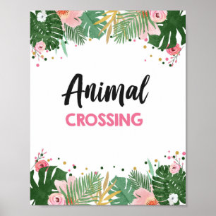 Poster Symbole d'anniversaire de la fille Safari Tropical