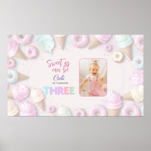 Poster Symbole d'anniversaire de la fille trois