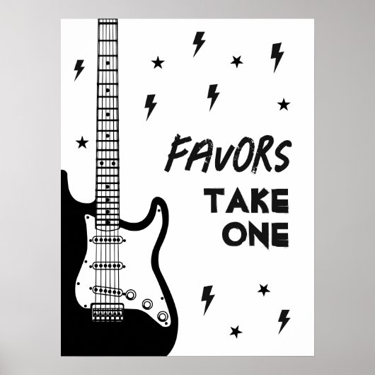 Poster Symbole d'anniversaire de la guitare Rock and Roll (Devant)