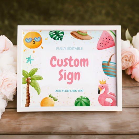 Poster Symbole d'anniversaire de la plage, signe de fête 