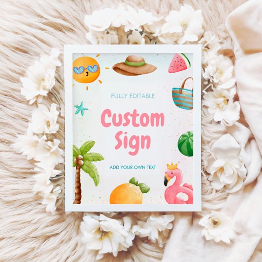 Poster Symbole d'anniversaire de la plage, signe de fête 