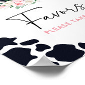 Poster Symbole d'anniversaire de la vache florale rose (Coin)