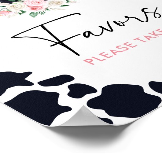 Poster Symbole d'anniversaire de la vache florale rose (Coin)