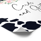 Poster Symbole d'anniversaire de la vache florale rose Ca (Coin)