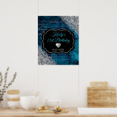 Poster SYMBOLE D'ANNIVERSAIRE DE Parties scintillant turq (Cuisine)