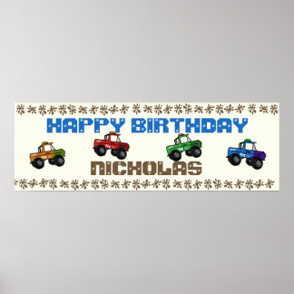 Poster Symbole d'anniversaire de quatre camions à roues