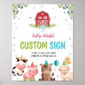 Poster Symbole d'anniversaire des animaux de ferme (Devant)