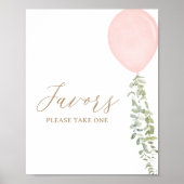 Poster Symbole d'anniversaire des faveurs du ballon rose (Devant)