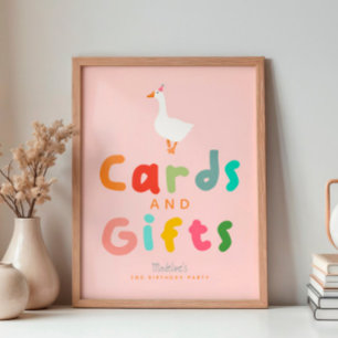 Poster Symbole d'anniversaire des filles d'oie soie Carte