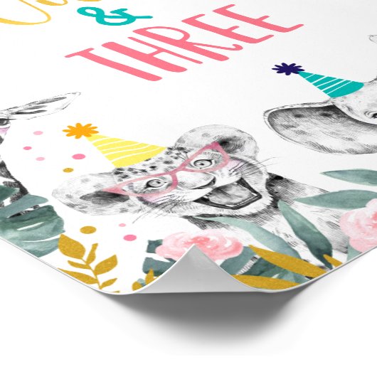 Poster Symbole d'anniversaire d'un animal sauvage et troi (Coin)