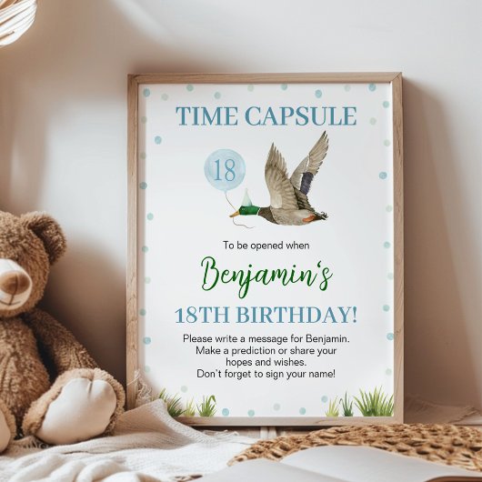 Poster Symbole d'anniversaire d'un chanceux canard