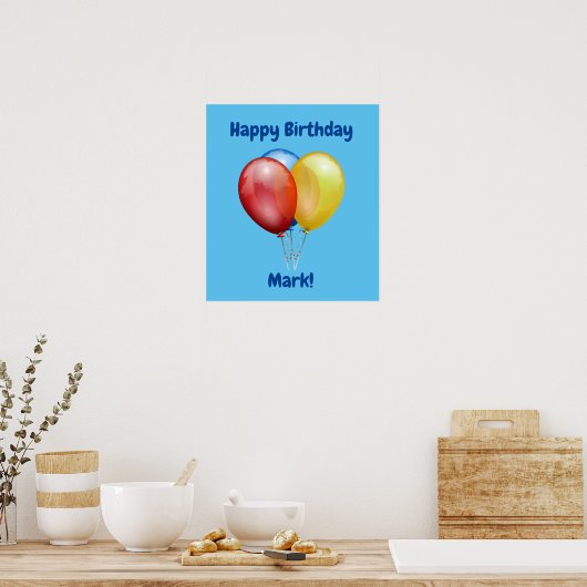 Poster Symbole d'anniversaire heureux avec ballons (Cuisine)