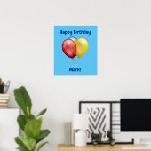 Poster Symbole d'anniversaire heureux avec ballons (Bureau à domicile)