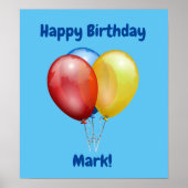 Poster Symbole d'anniversaire heureux avec ballons (Devant)