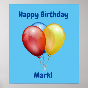 Poster Symbole d'anniversaire heureux avec ballons