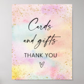 Poster Symbole d'anniversaire Pastel Rainbow Gold Cartes  (Devant)