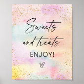 Poster Symbole d'anniversaire Pastel Rainbow Gold Sweet (Devant)