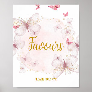 Poster Symbole d'anniversaire rose et or Faveurs