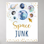 Poster Symbole d'anniversaire Space Junk Galaxy Blue Gold (Devant)