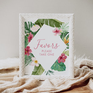 Poster Symbole d'anniversaire tropical floral Aloha