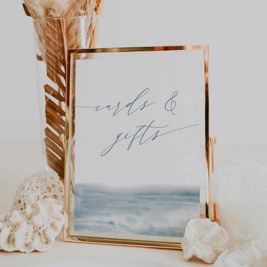 Poster Symbole d'Aquarelle Bleue Côtière Cartes de Mariag