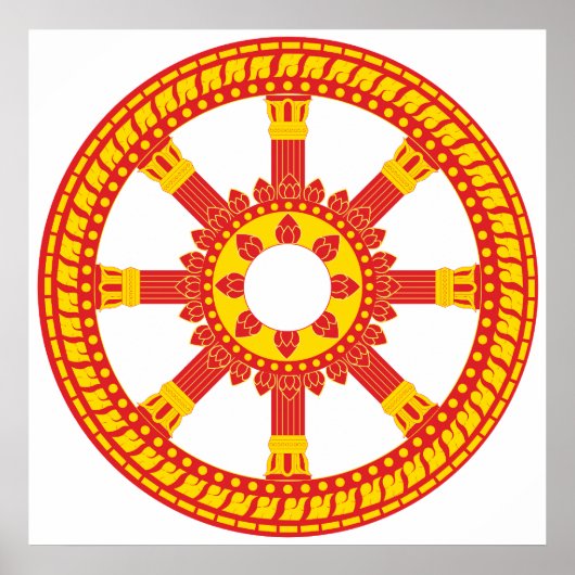 Poster Symbole d'Ashtamangala Roue Dharmachakra (Devant)