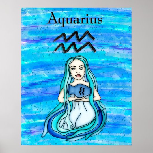 Poster SYMBOLE D'Astrologie Aquarius Horoscope Symbole Zo (Devant)