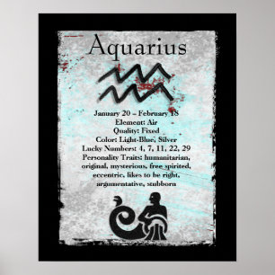 Poster SYMBOLE D'Astrologie Aquarius Horoscope Symbole Zo