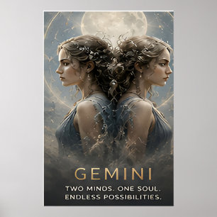 Poster Symbole d'astrologie céleste des jumeaux du zodiaq