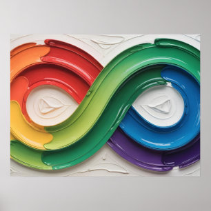Poster Symbole d'autisme de l'arc-en-ciel Art Abstrait
