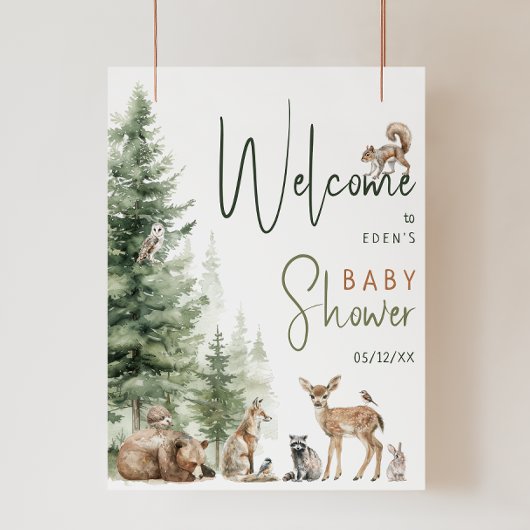 Poster Symbole de Baby shower de bienvenue pour les anima