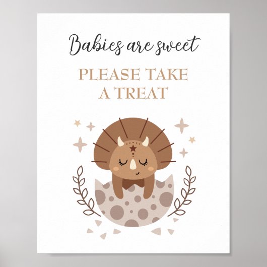 Poster Symbole de Baby shower de Dinosaur Cute Boho (Devant)