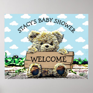 Poster Symbole de Baby shower d'ours en peluche personnal