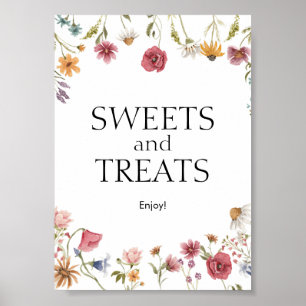 Poster Symbole de Baby shower Floral Sweets and Traits