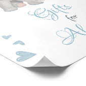 Poster Symbole de Baby shower garçon bleu gris Eléphant C (Coin)