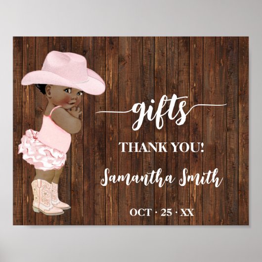 Poster Symbole de Baby shower occidental Little AA Cowgir (Devant)