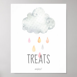 Poster Symbole de Baby shower pour filles nuageuses Pluie