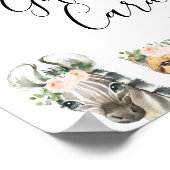 Poster Symbole de Baby shower rose Safari Fleurs (Coin)