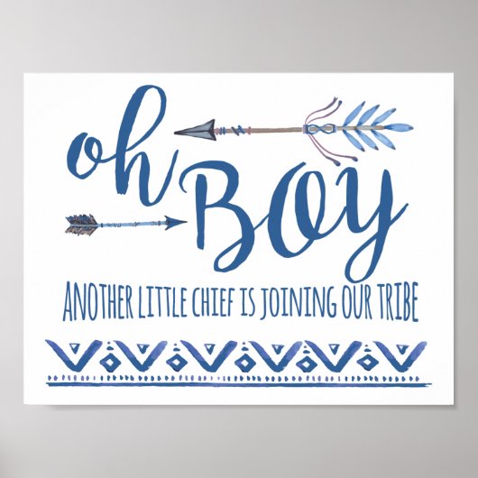 Poster SYMBOLE DE Baby shower Tribal Oh Boy (Devant)