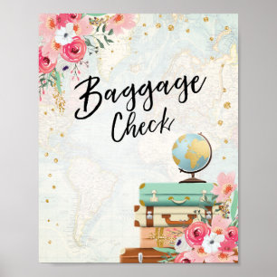Poster Symbole de bagage Douche de voyage Mlle à Mme Favo