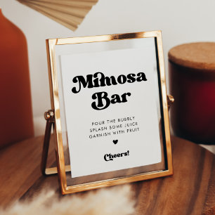 Poster Symbole de bar Mimosa noir et blanc rétro élégant
