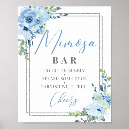 Poster Symbole de barre géométrique mimosa bleu foncé (Devant)