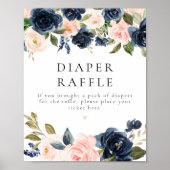 Poster Symbole de bébé Raffle floral Blush de la Marine R (Devant)