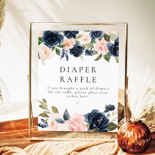 Poster Symbole de bébé Raffle floral Blush de la Marine R
